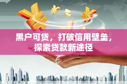 新园黑户可贷，打破信用壁垒，探索贷款新途径