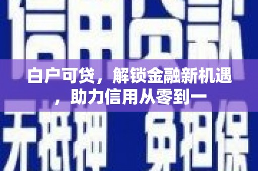 新园白户可贷，解锁金融新机遇，助力信用从零到一