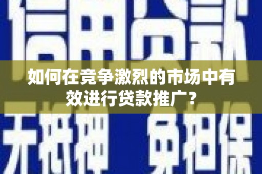 新园如何在竞争激烈的市场中有效进行贷款推广？