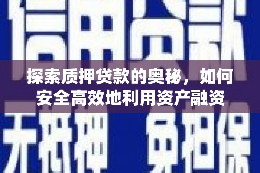 新园探索质押贷款的奥秘，如何安全高效地利用资产融资