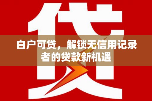 新园白户可贷，解锁无信用记录者的贷款新机遇