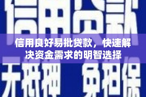新园信用良好易批贷款，快速解决资金需求的明智选择
