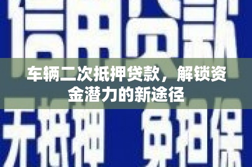 新园车辆二次抵押贷款，解锁资金潜力的新途径