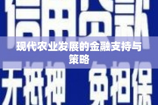 新园现代农业发展的金融支持与策略
